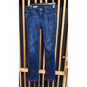 AG Adriano Goldschmied Slim Straight Jeans Women Size 27 Dark Blue Low Rise